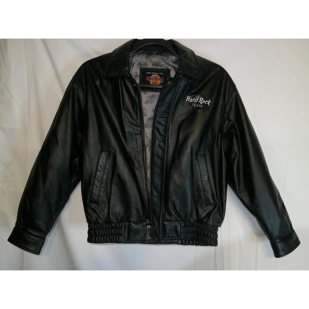 Vintage 90's Hard Rock Cafe Phoenix Leather Bomber Jacket Mens Size Medium Retro